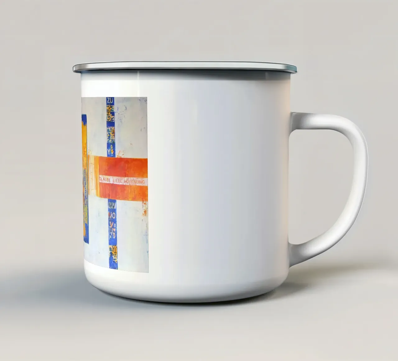 Glaube, Liebe, Hoffnung Emaille Tasse von Anita Gewald