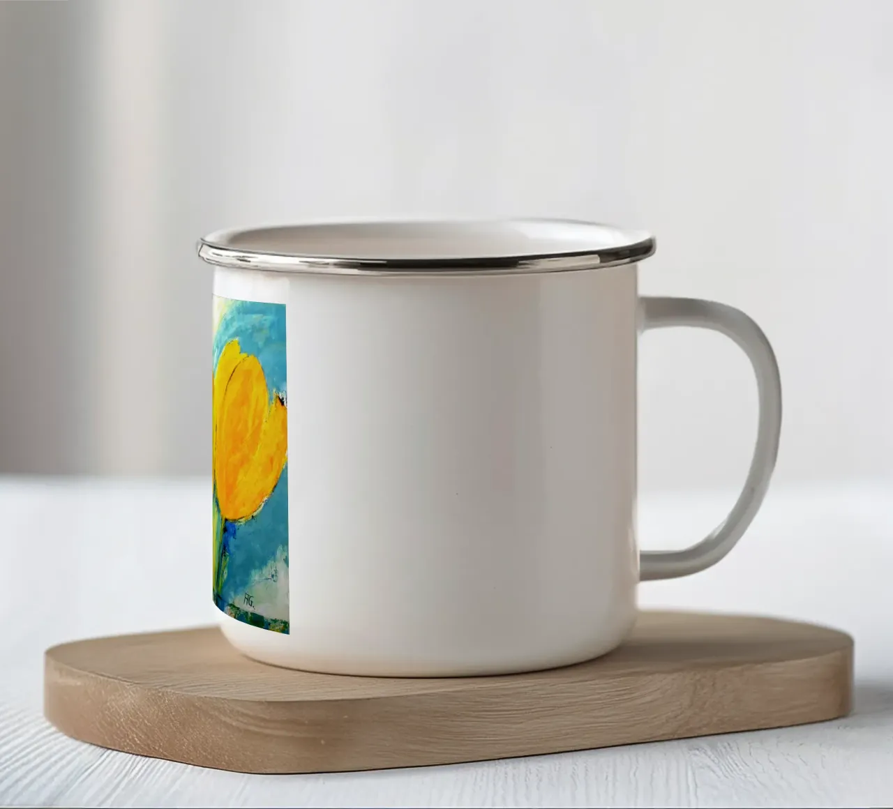 Gelbe Tulpen tazza in smalto da Anita Gewald