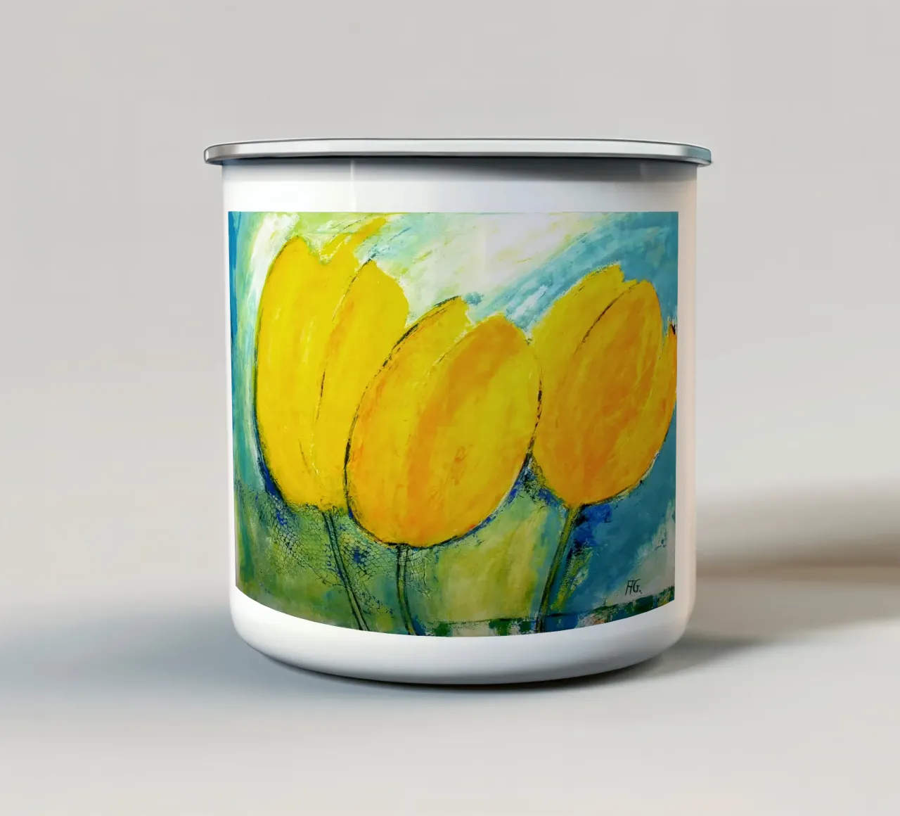Gelbe Tulpen tazza in smalto da Anita Gewald