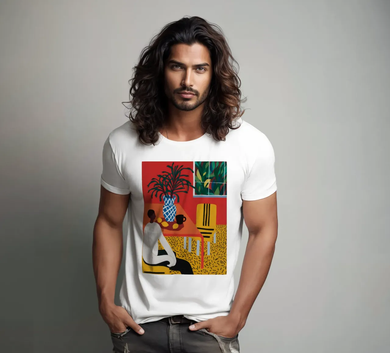 Leopard Print Contemplation t-shirt by Tiga Bersama