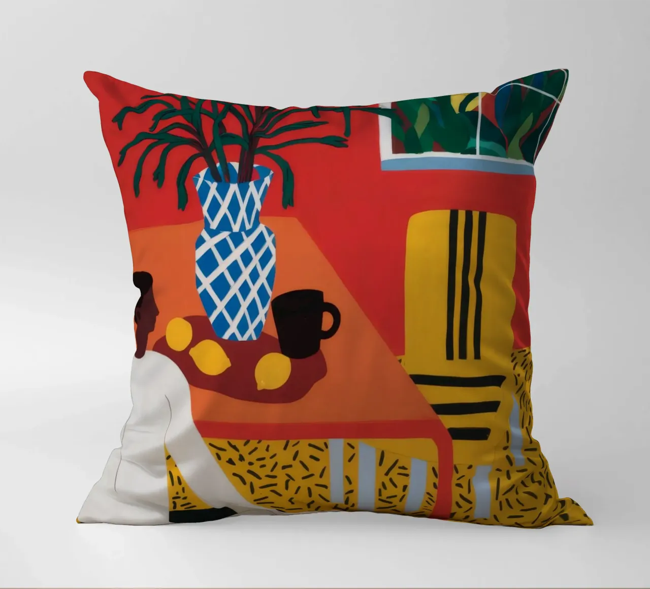 Leopard Print Contemplation decorative cushion by Tiga Bersama