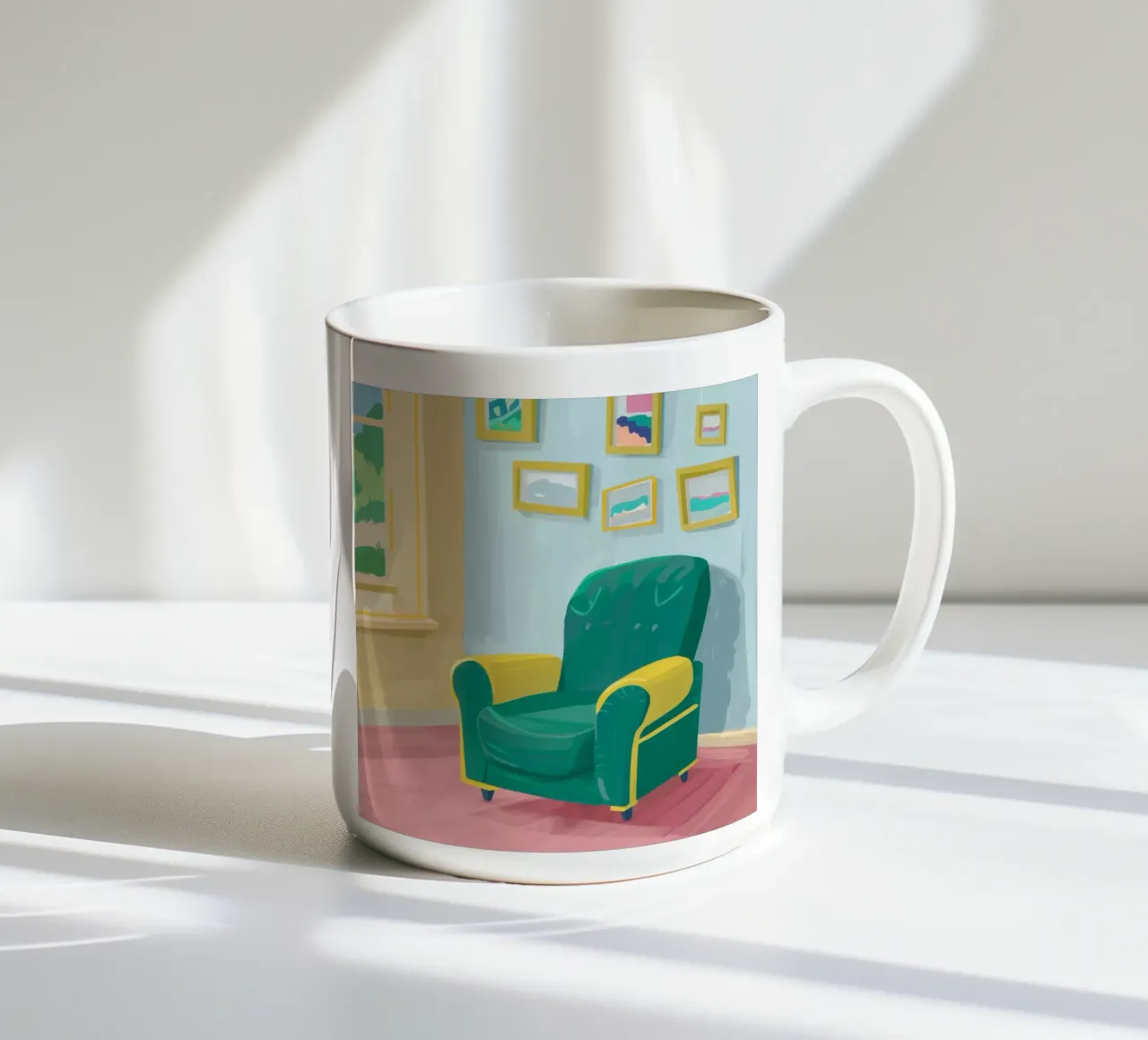Green Armchair Solitude ceramic mug by Tiga Bersama