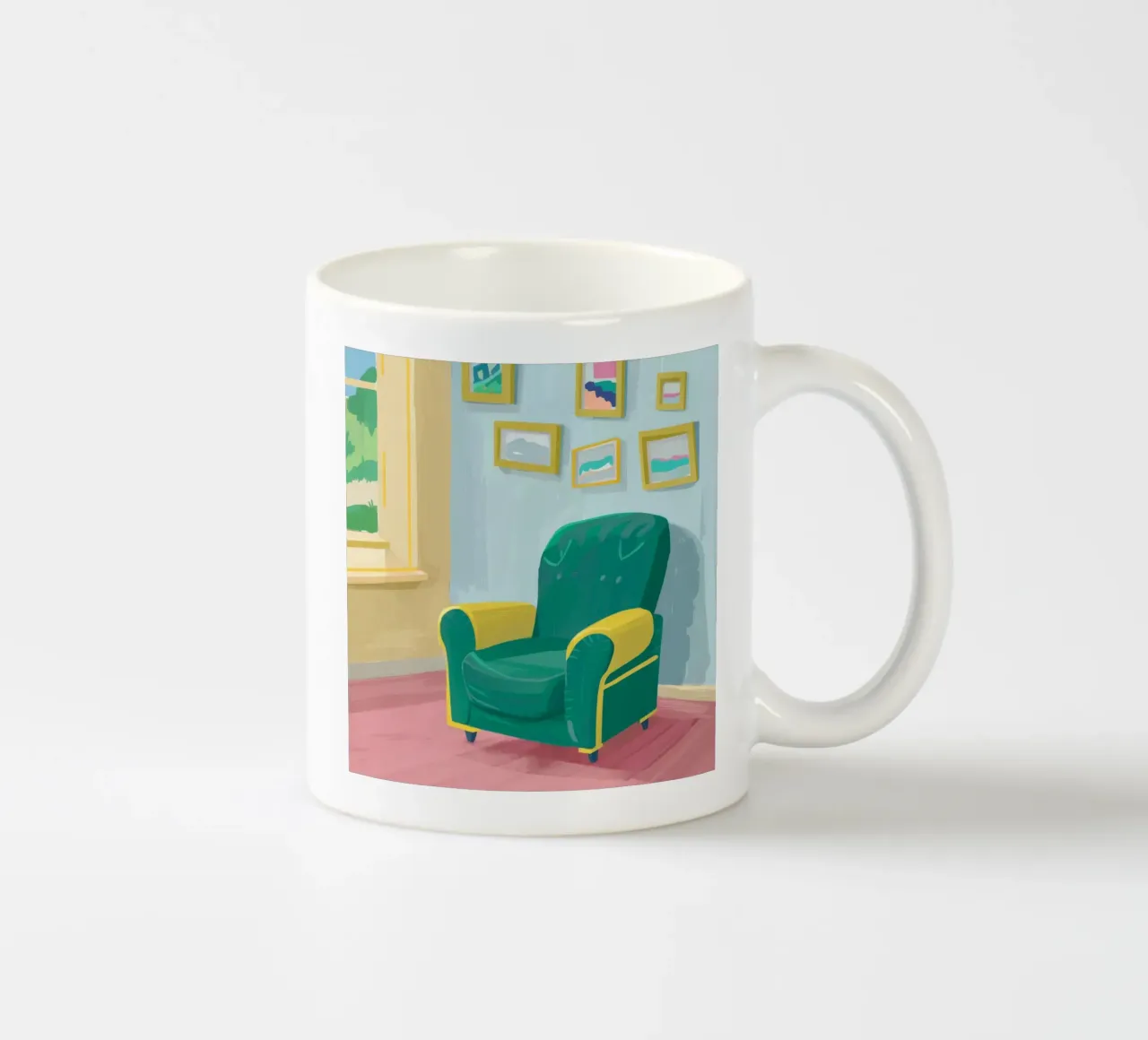 Green Armchair Solitude ceramic mug by Tiga Bersama