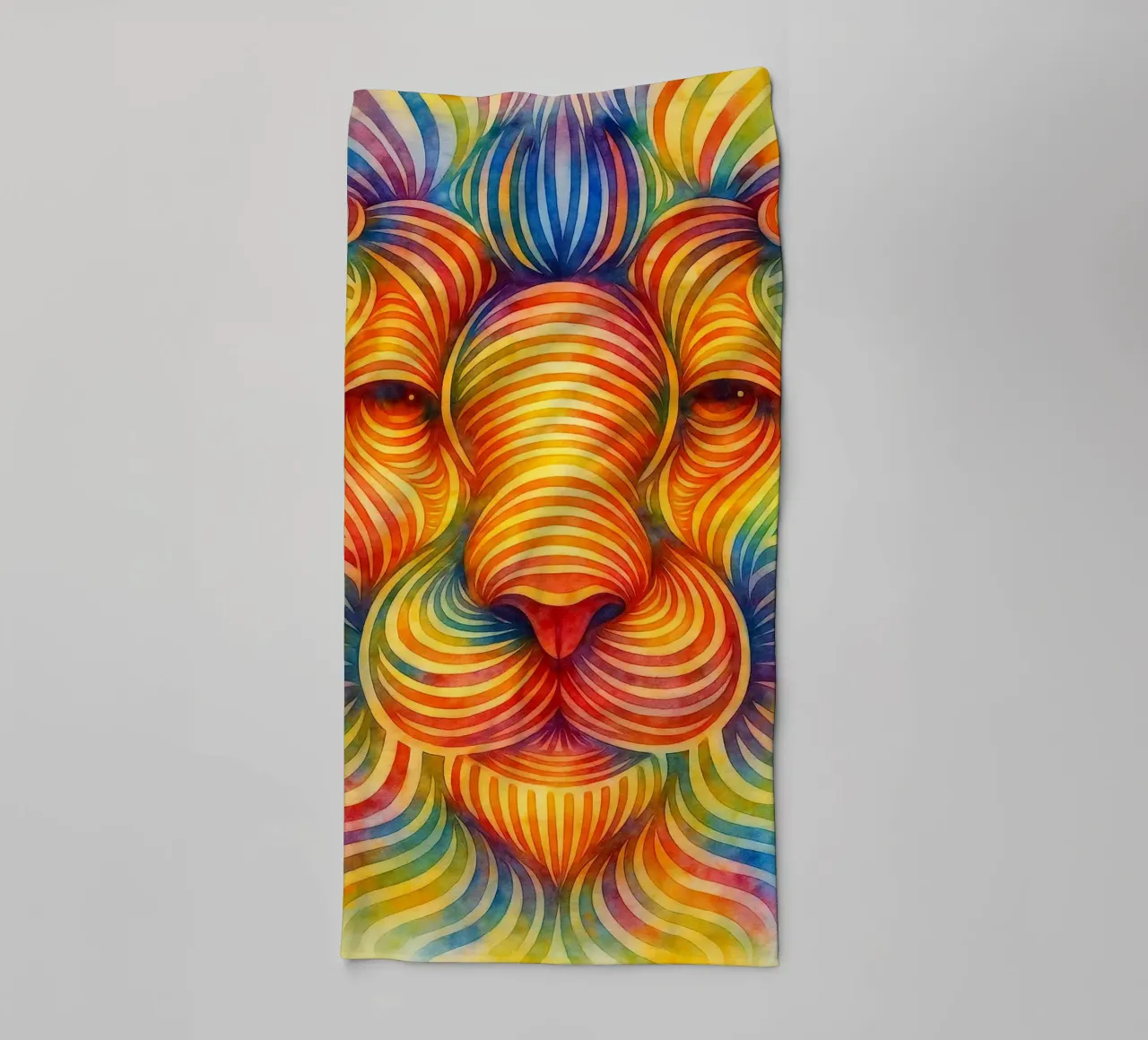abstract geometric lion face line towel by arkhanz