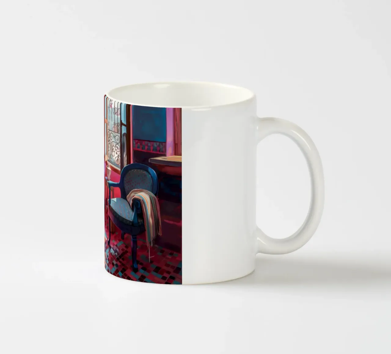 Stanza cremisi di sollievo tazza in ceramica da Tiga Bersama