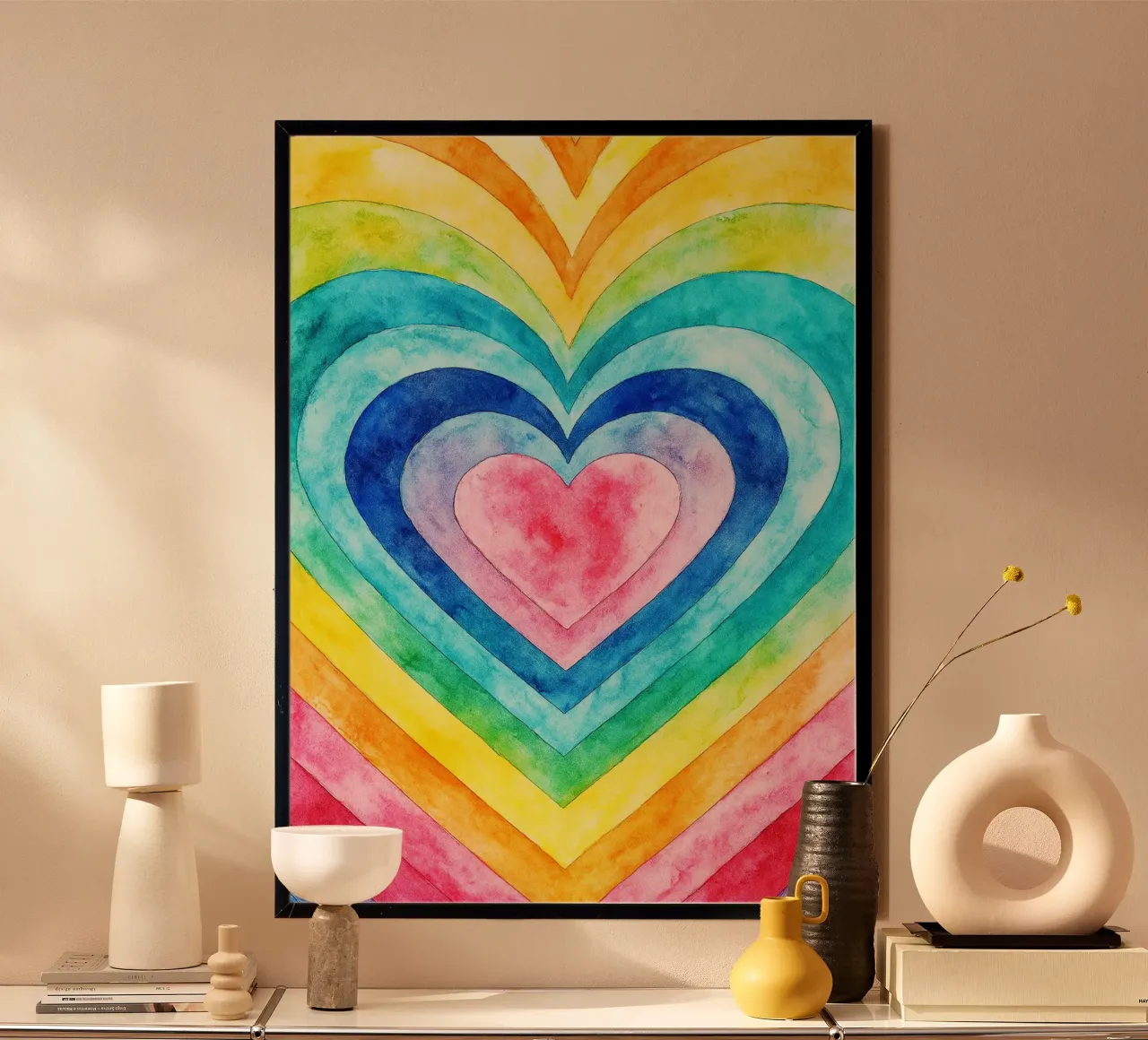 linea geometrica astratta dell'amore poster con telaio in alluminio da arkhanz