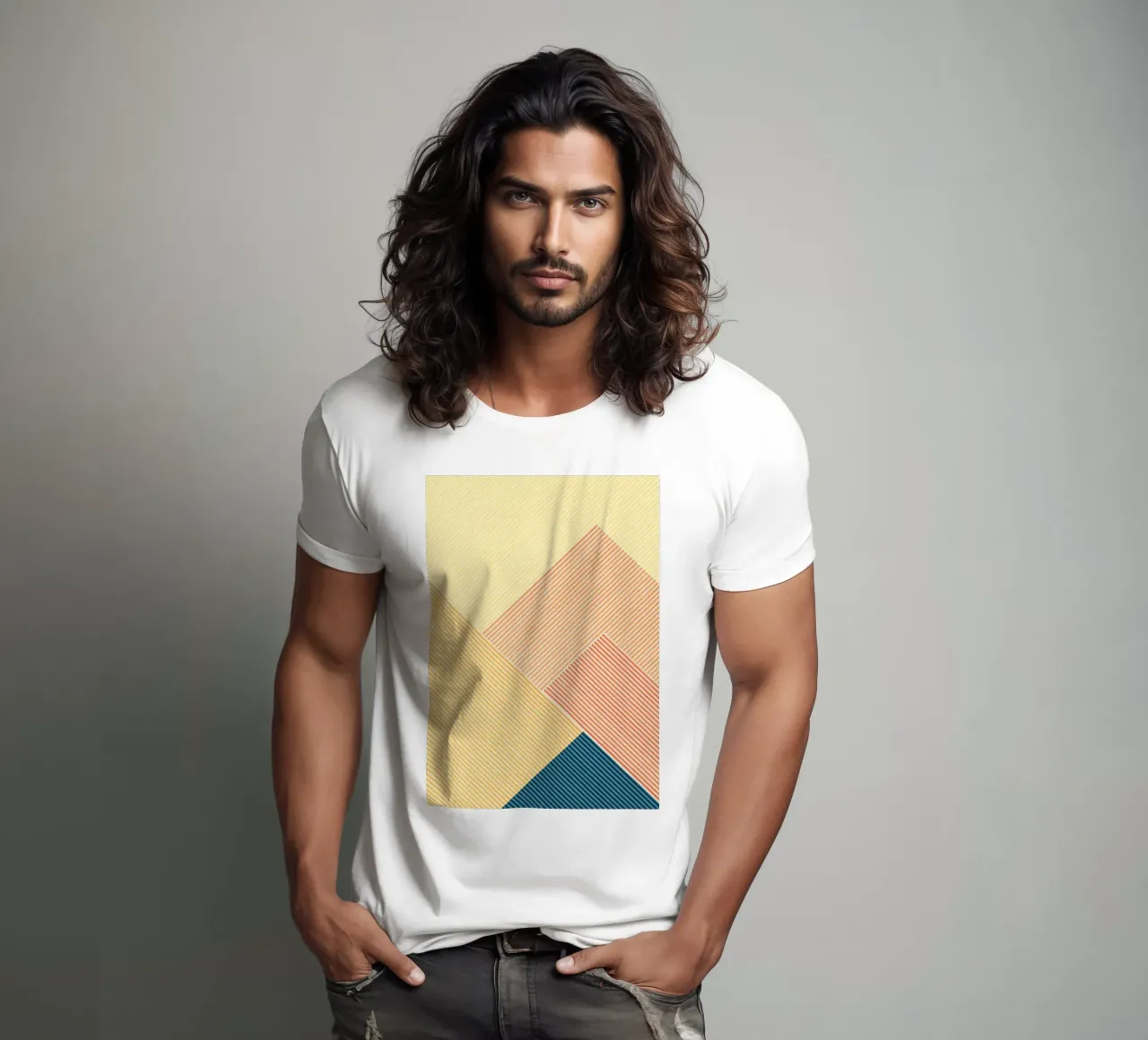 abstract geometric mountain line t-shirt by arkhanz
