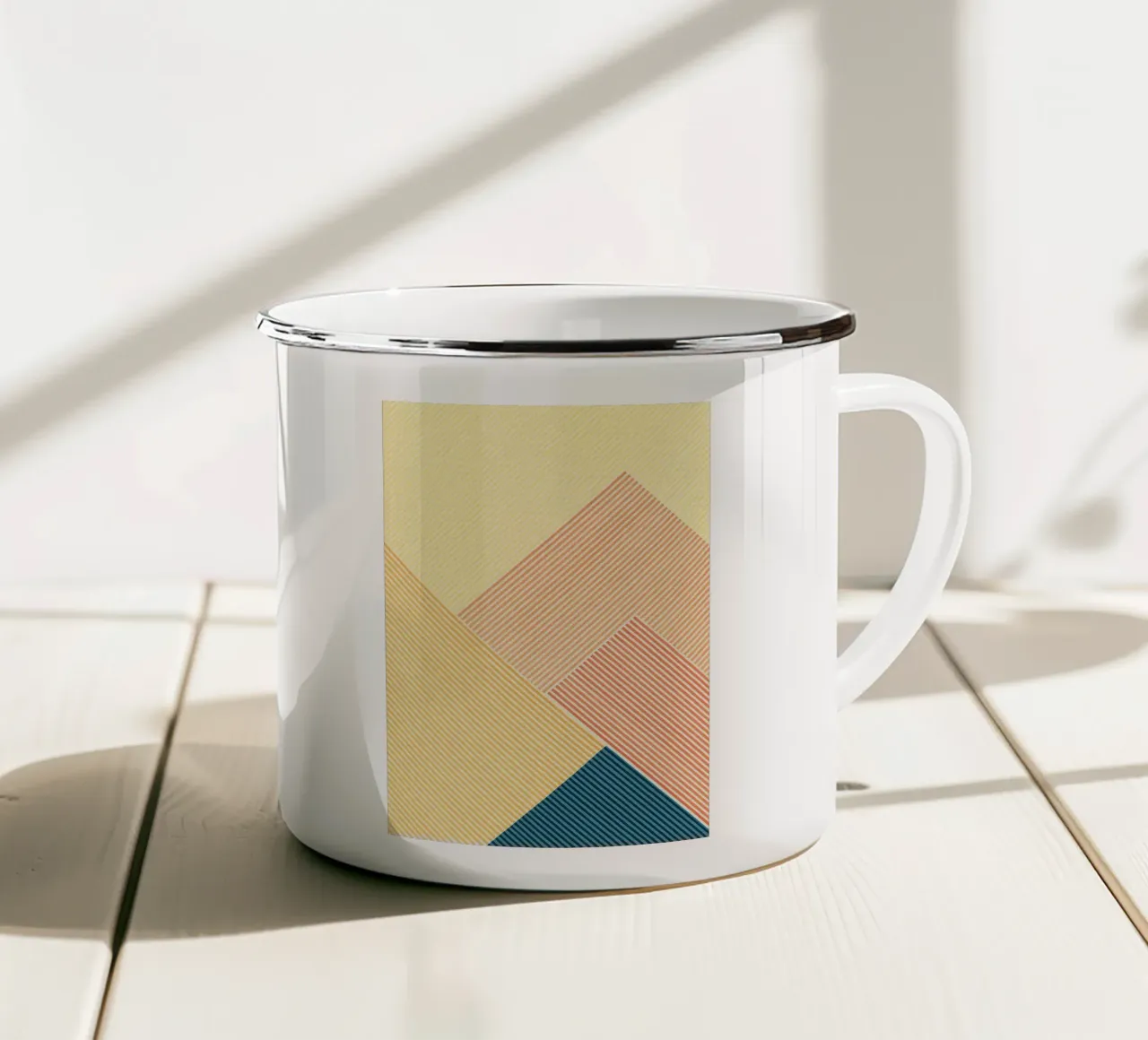 linea geometrica astratta di montagna tazza in smalto da arkhanz