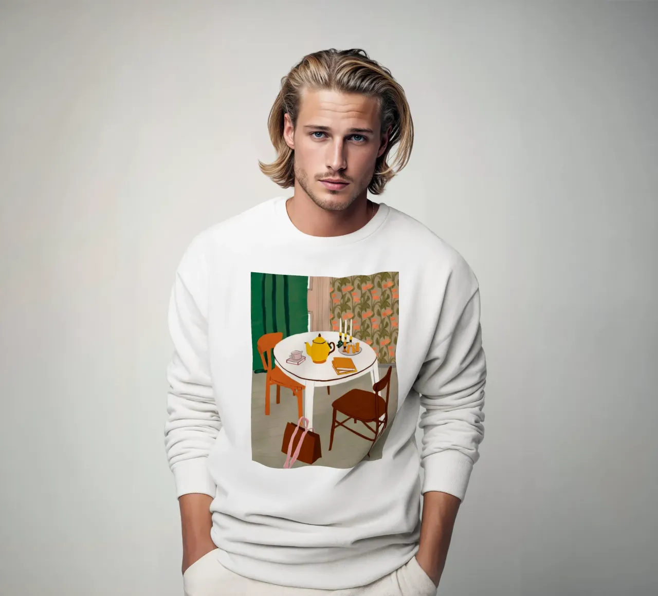 Sedia di vimini per l'ora del tè felpa da Tiga Bersama