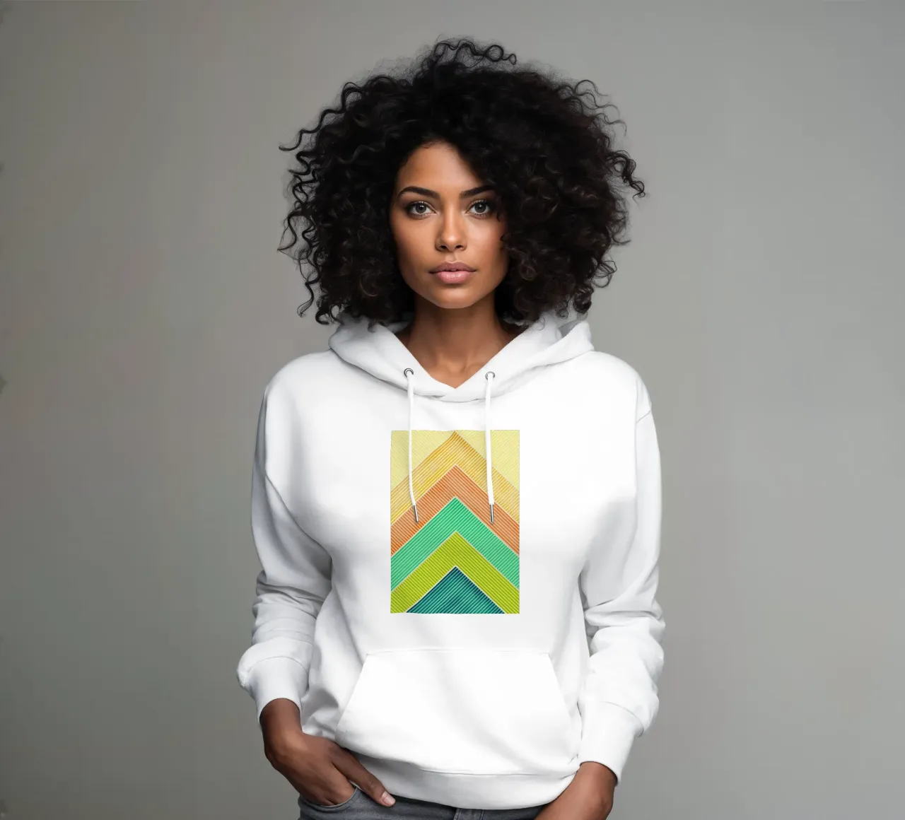 abstracto geométrico montañas línea sudadera con capucha de arkhanz