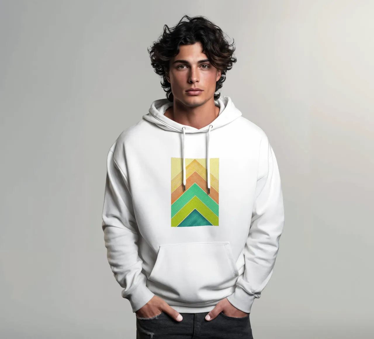 abstracto geométrico montañas línea sudadera con capucha de arkhanz
