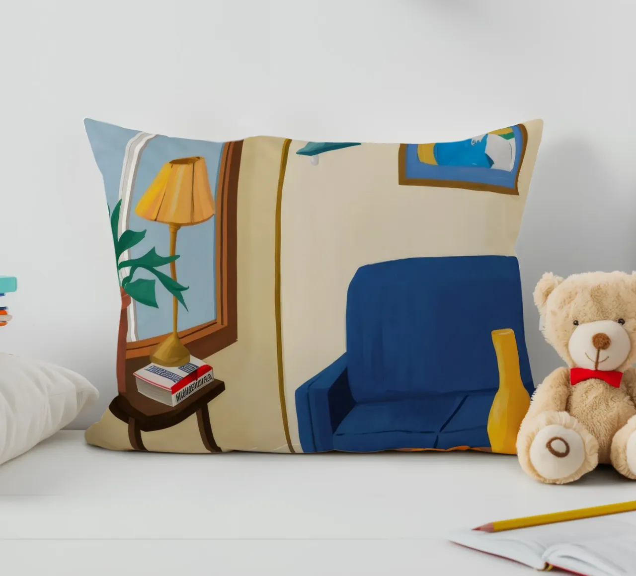 Blue Sofa Portrait decorative cushion by Tiga Bersama