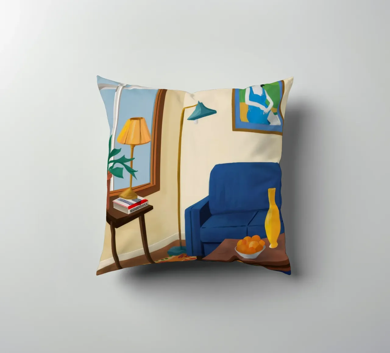 Blue Sofa Portrait decorative cushion by Tiga Bersama