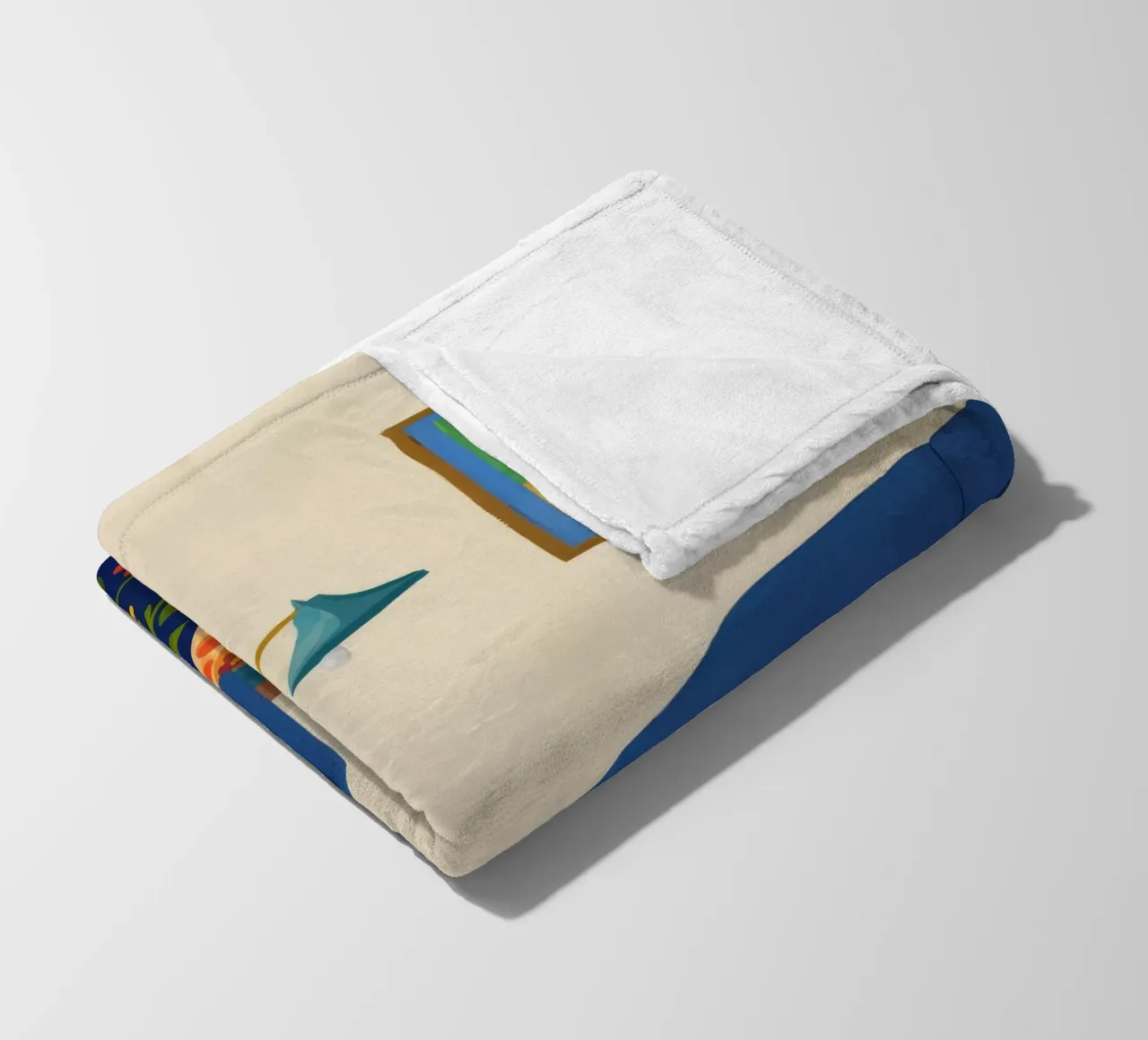 Blue Sofa Portrait fleece blanket by Tiga Bersama