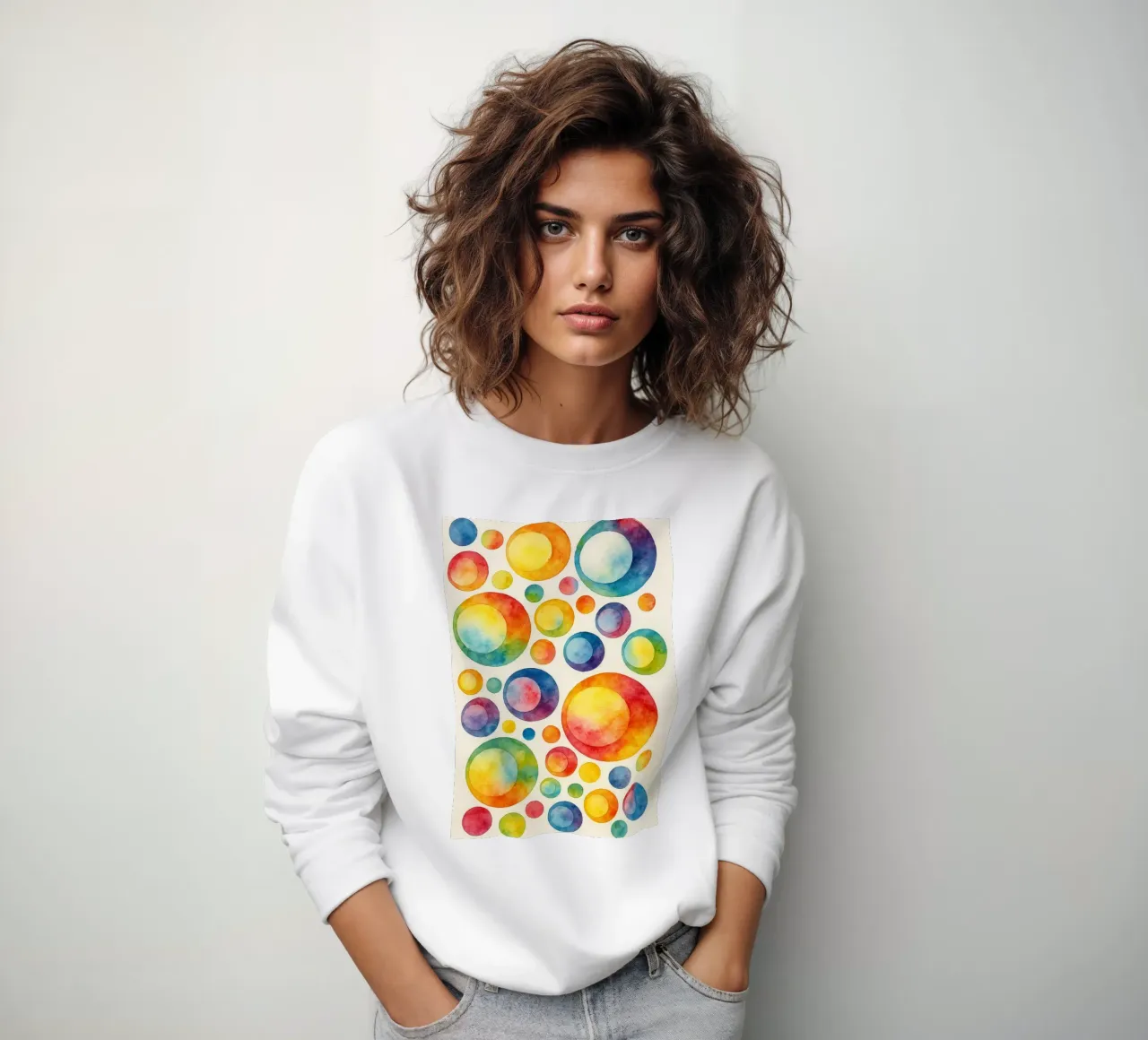 abstract geometric polcadot circle line sweatshirt by arkhanz