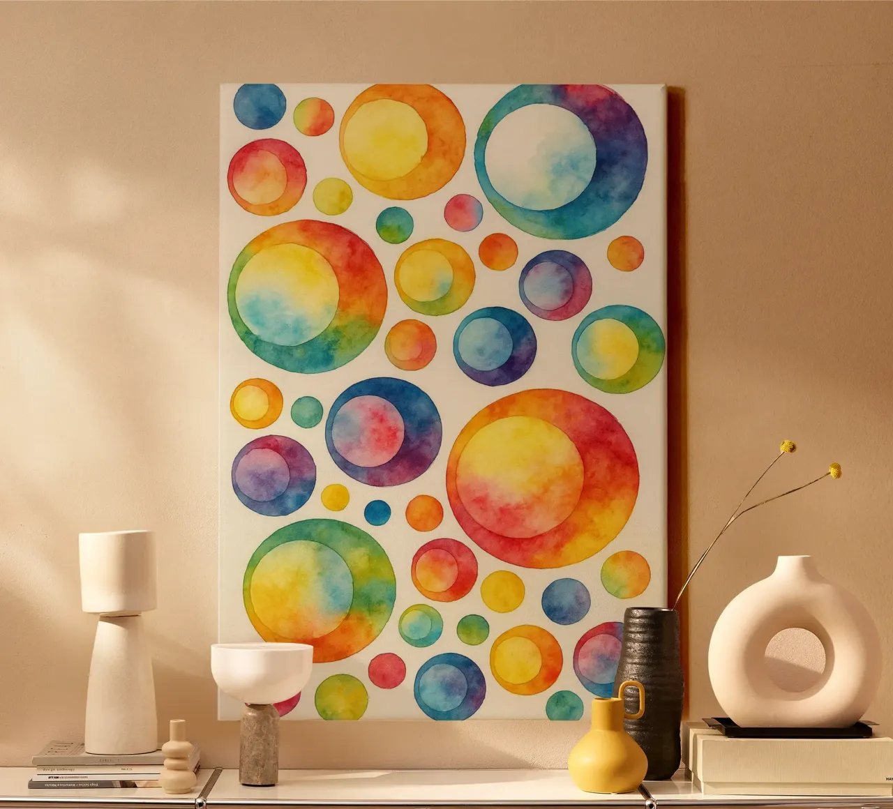 abstract geometric polcadot circle line canvas by arkhanz