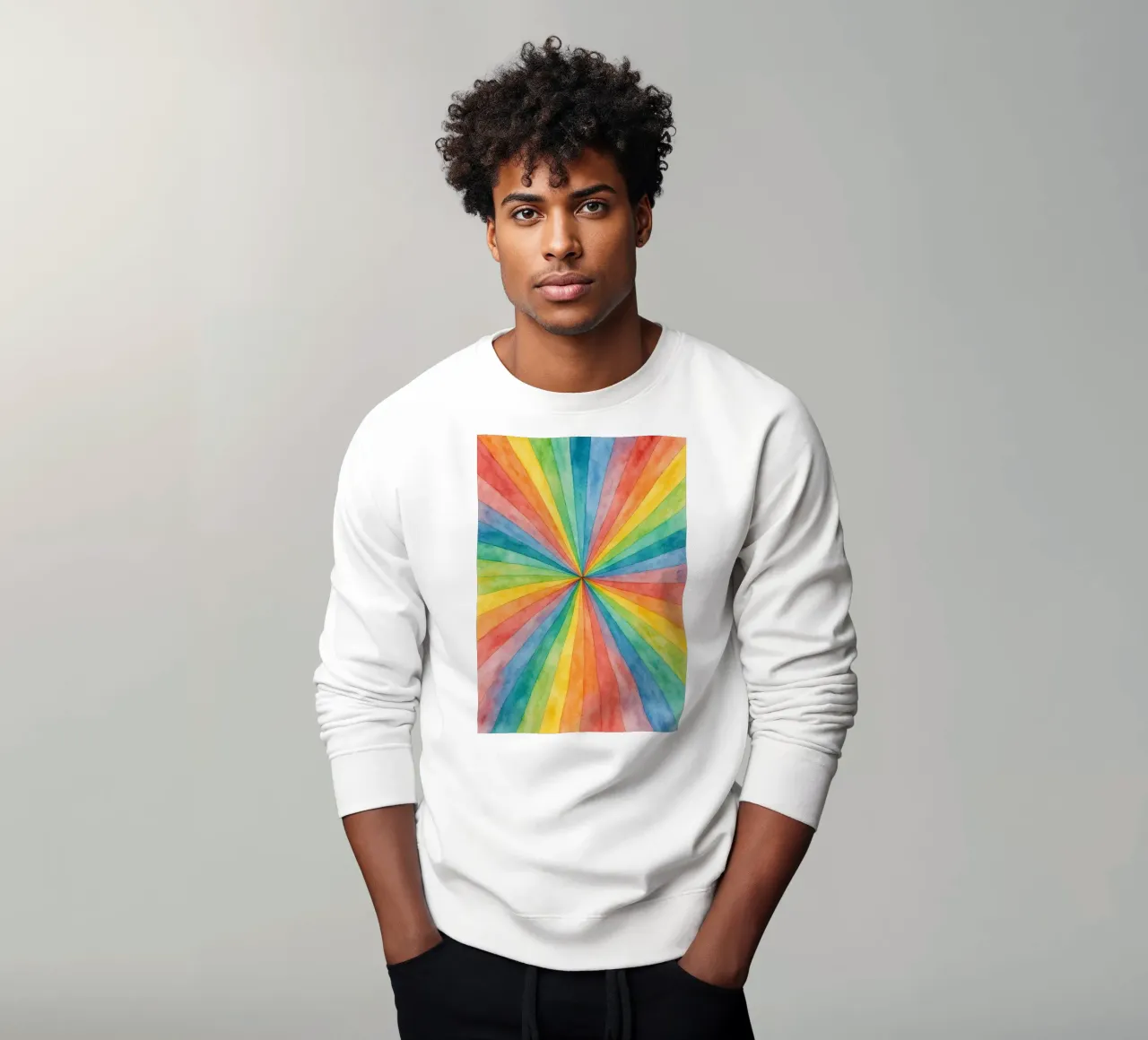 línea geométrica abstracta arco iris sudadera de arkhanz