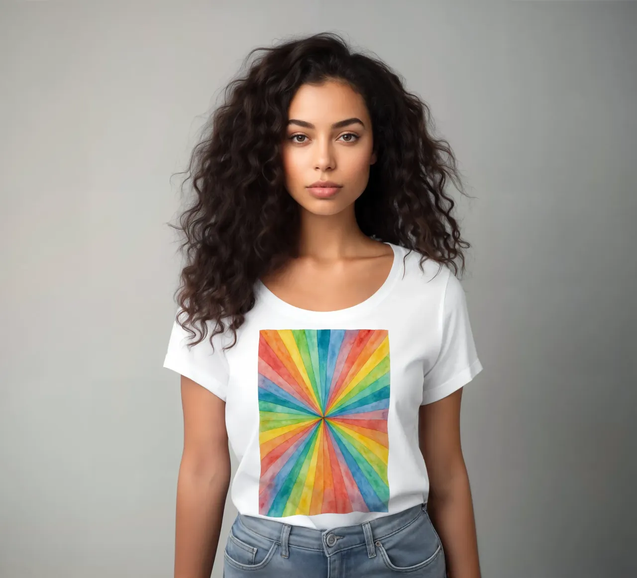 abstract geometric rainbow line women's fitted t-shirt by arkhanz