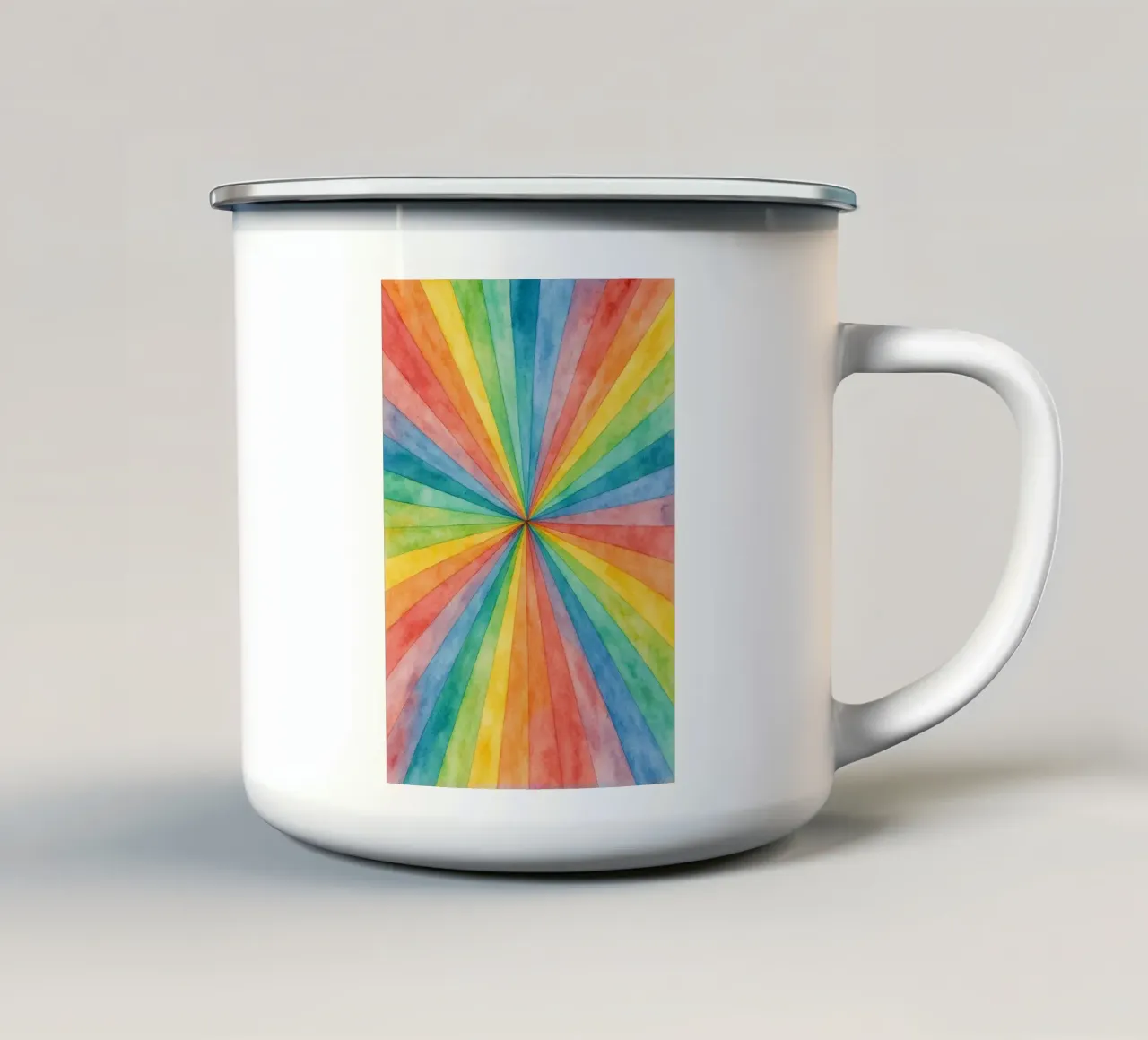 linea geometrica astratta dell'arcobaleno tazza in smalto da arkhanz