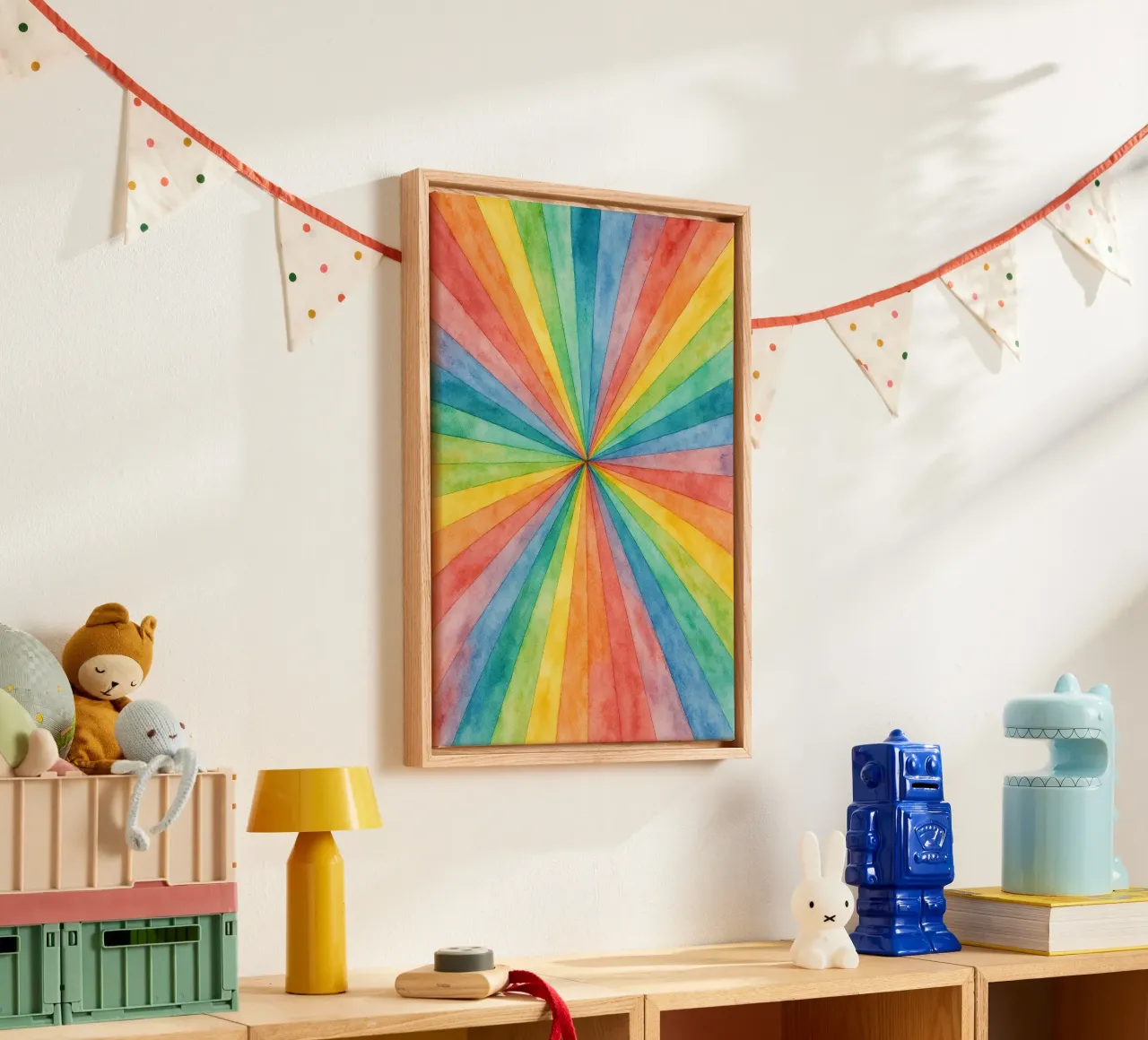 línea geométrica abstracta arco iris lienzo con Marco flotante de arkhanz