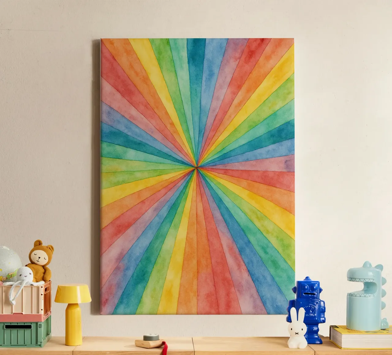 línea geométrica abstracta arco iris lienzo con Marco flotante de arkhanz
