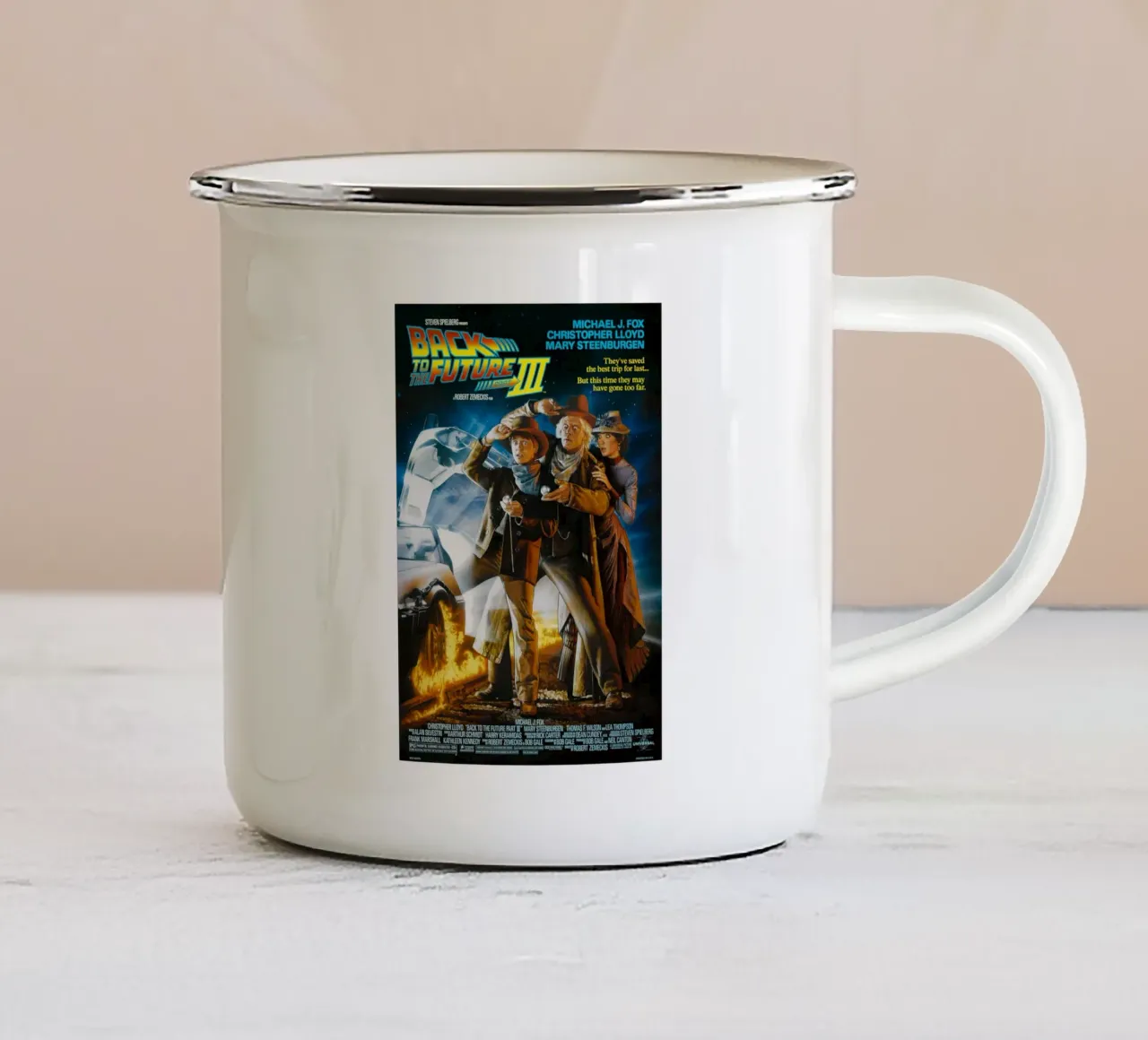 Back To The Future III oude films emaille mok van yurdom
