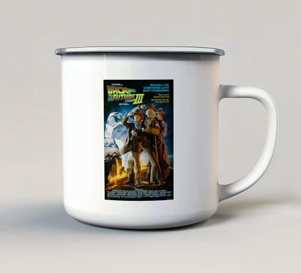 Back To The Future III oude films emaille mok van yurdom