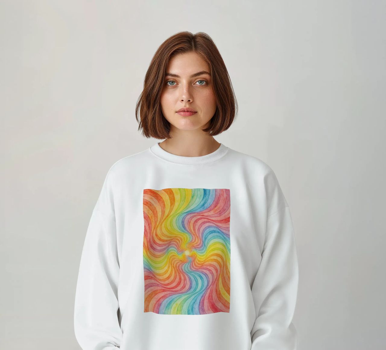 linea geometrica astratta di vortici arcobaleno felpa da arkhanz