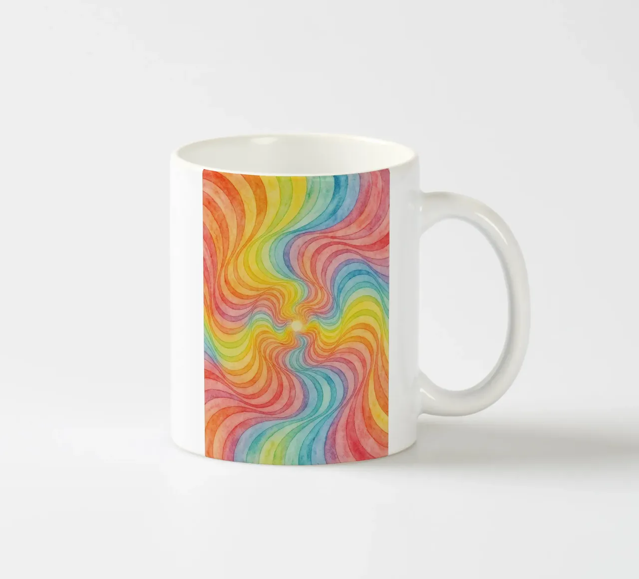 linea geometrica astratta di vortici arcobaleno tazza in ceramica da arkhanz