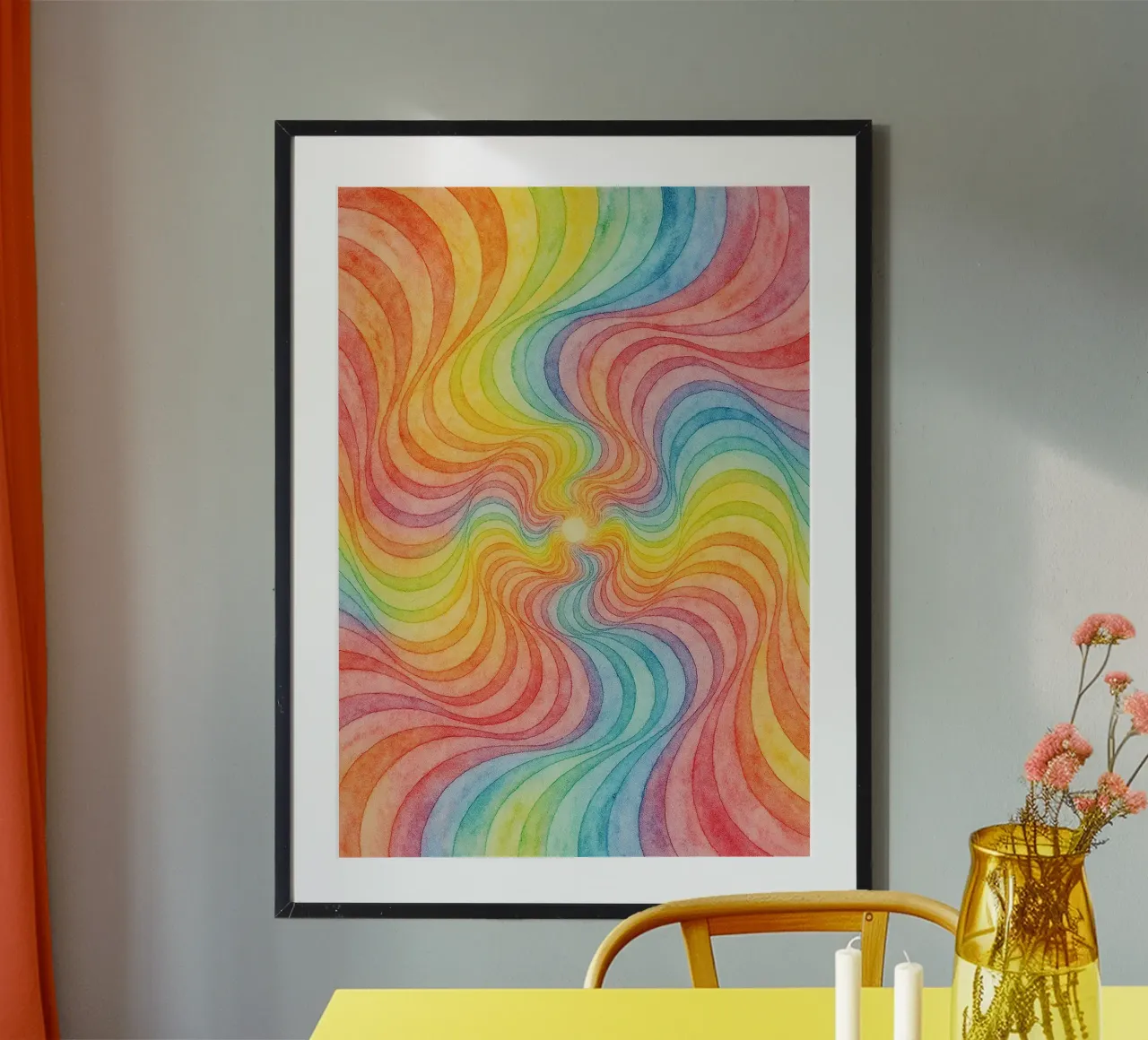 abstract geometric rainbow swirl line hahnemühle by arkhanz