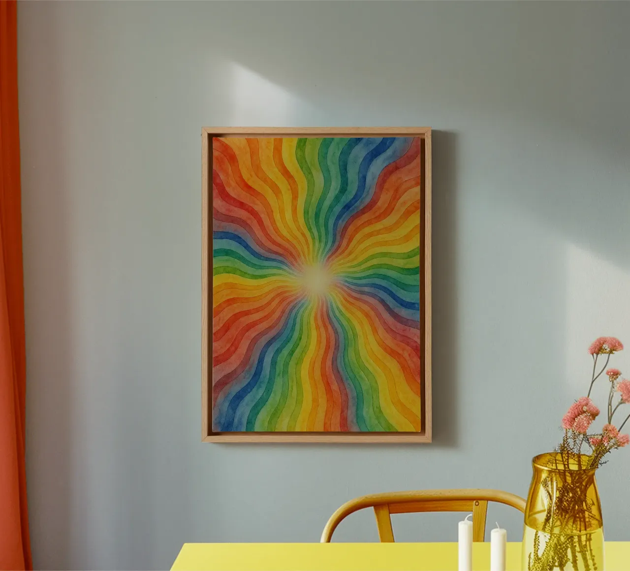abstract geometric rainbow wave line canvas by arkhanz