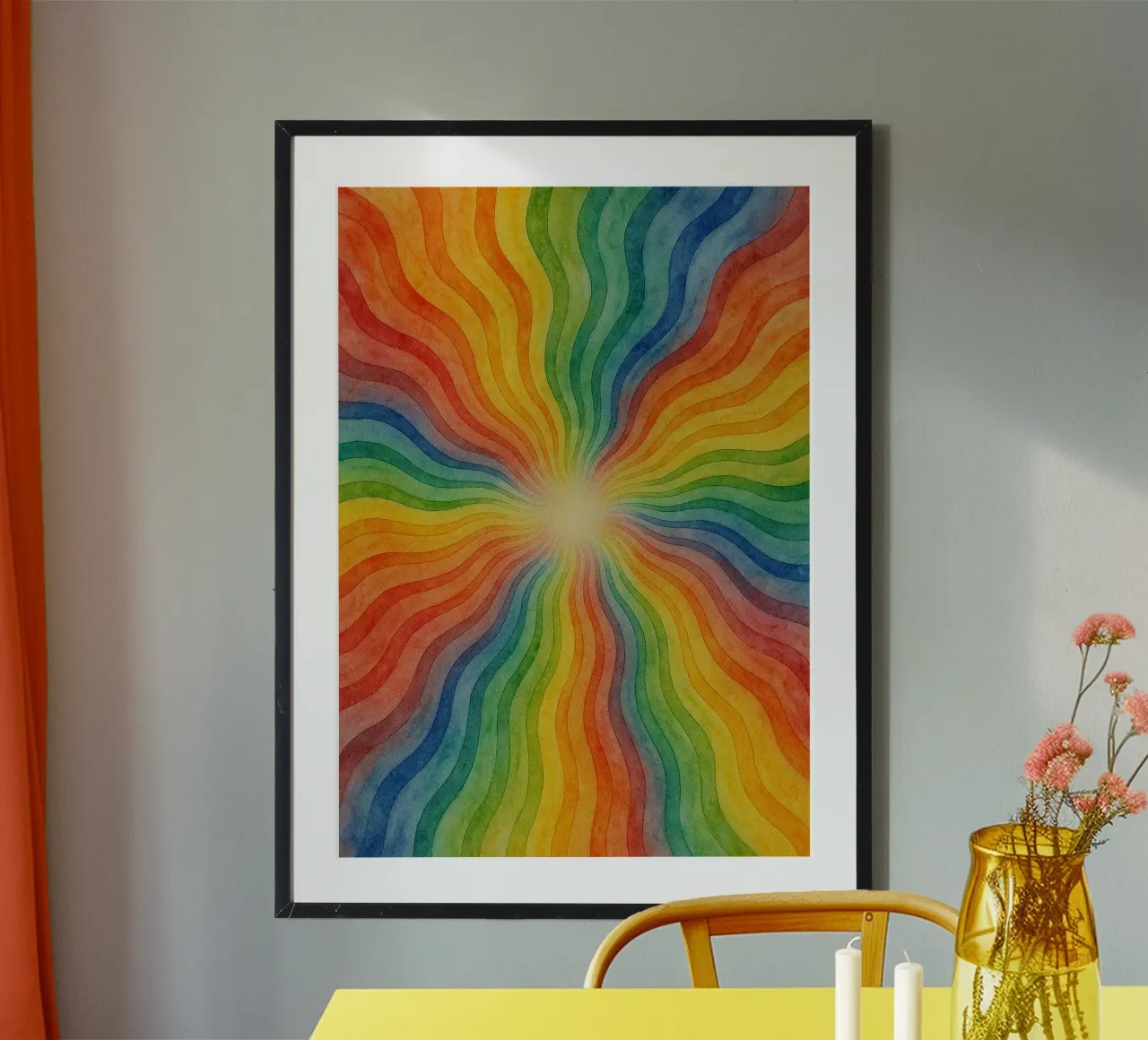 ligne géométrique abstraite d'arc-en-ciel et de vagues poster de arkhanz