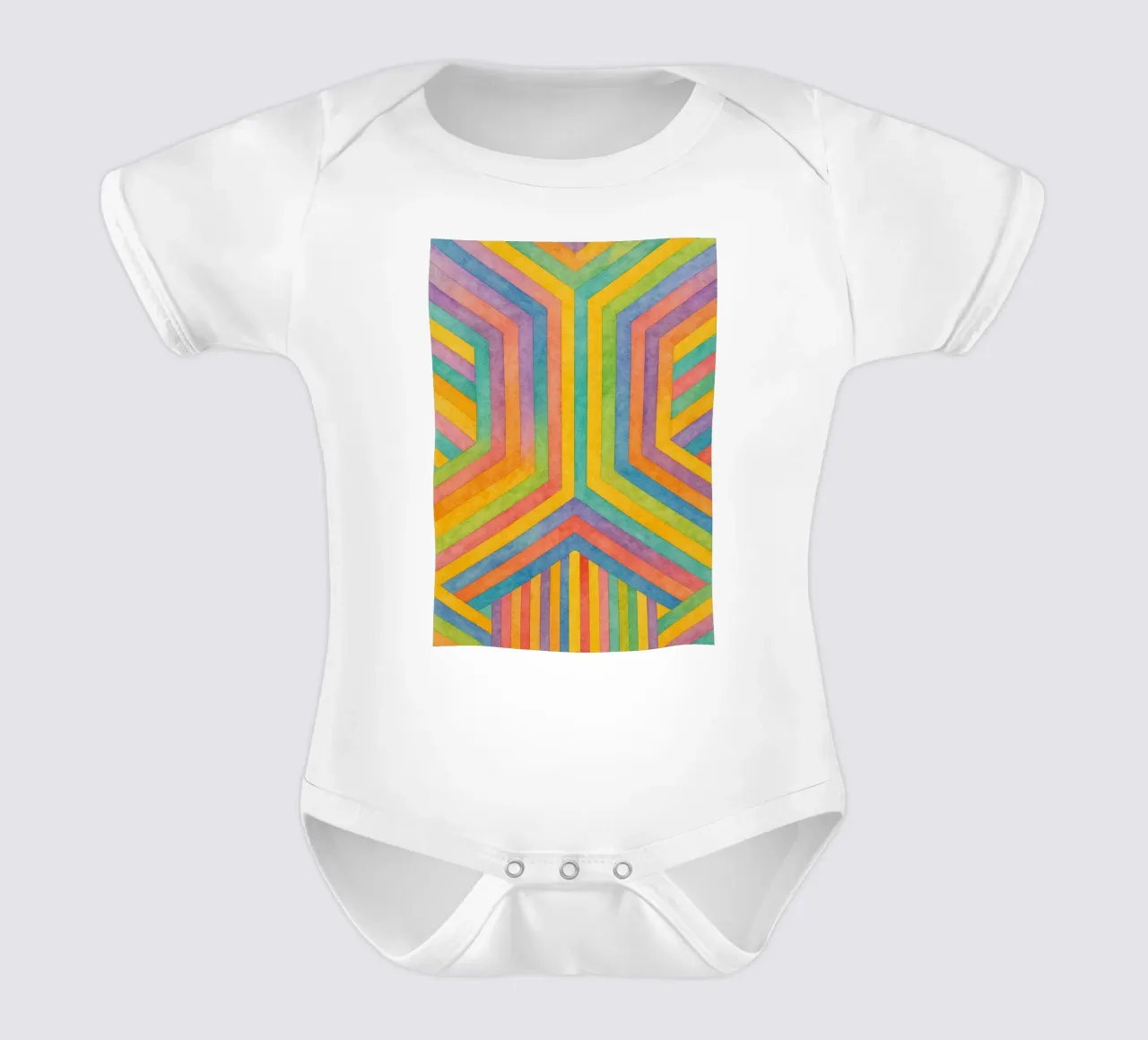 abstract geometric rectangle line art short-sleeve baby romper by arkhanz