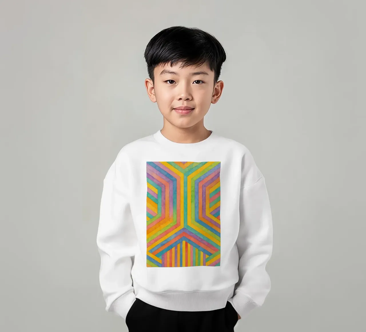 line art geometrica astratta a rettangolo felpa bambino da arkhanz