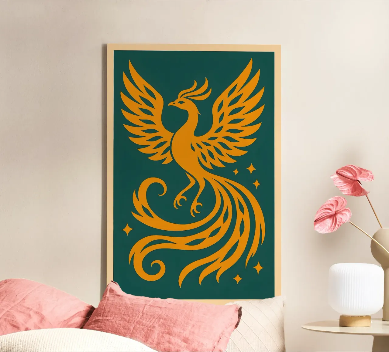 Rising Ember Phoenix tela con Cornice a cassetta da Art.Piece