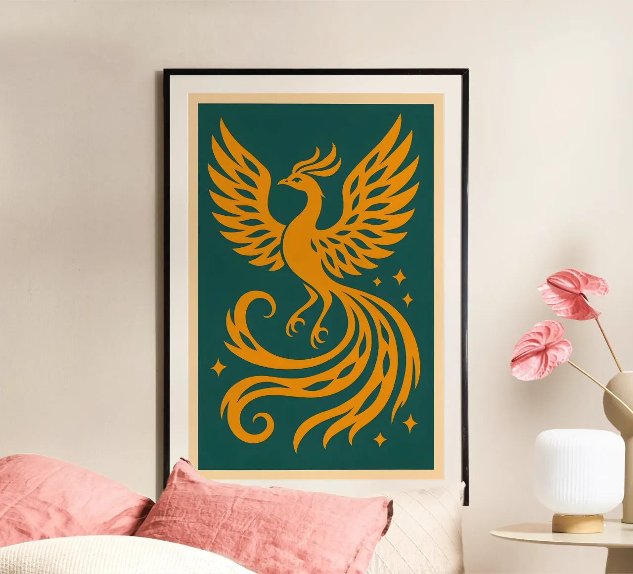 Rising Ember Phoenix poster con marco de plástico de Art.Piece