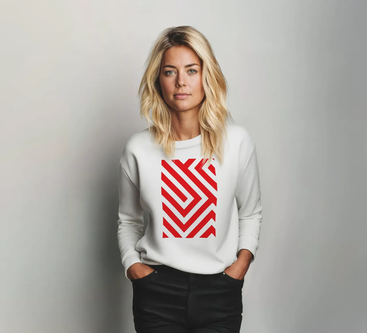 linea astratta geometrica rossa felpa da arkhanz