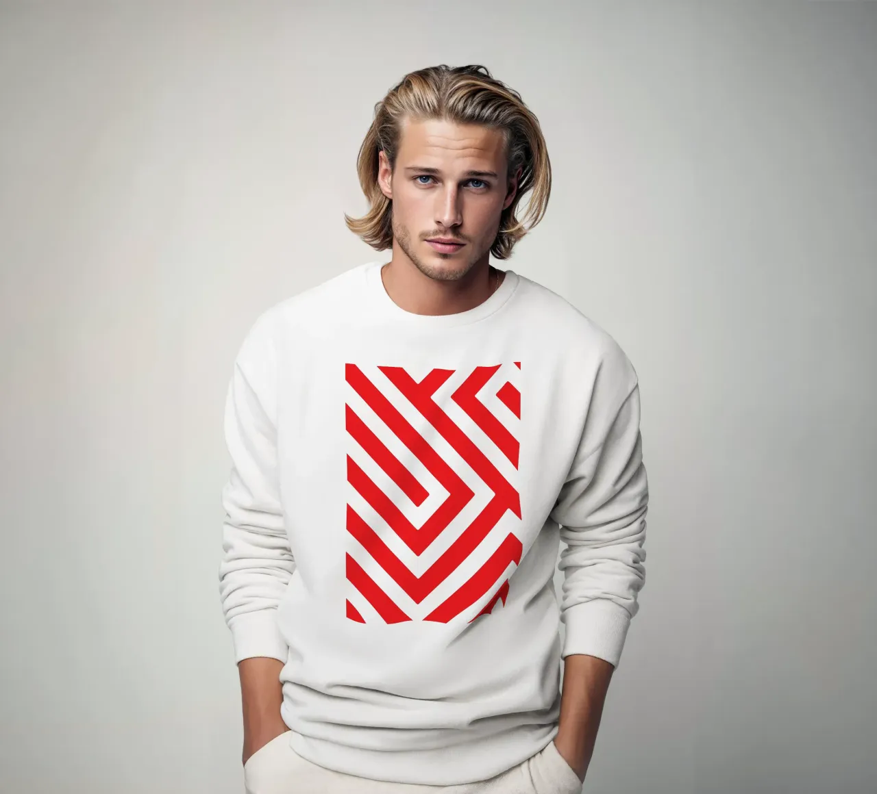 linea astratta geometrica rossa felpa da arkhanz