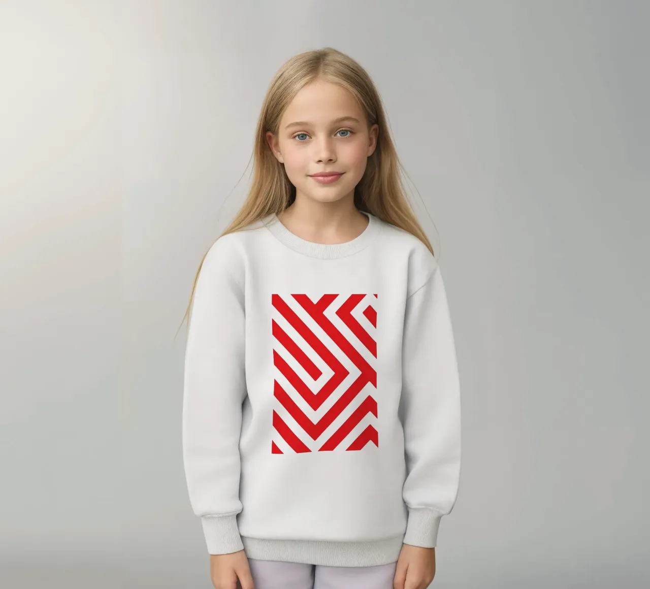 linea astratta geometrica rossa felpa bambino da arkhanz
