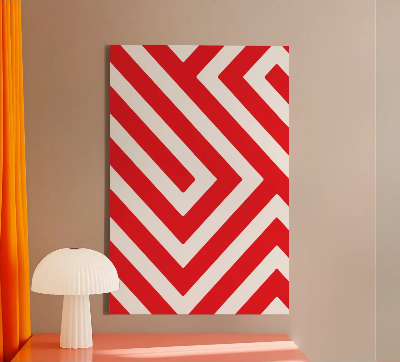 abstract geometric red line art canvas by arkhanz