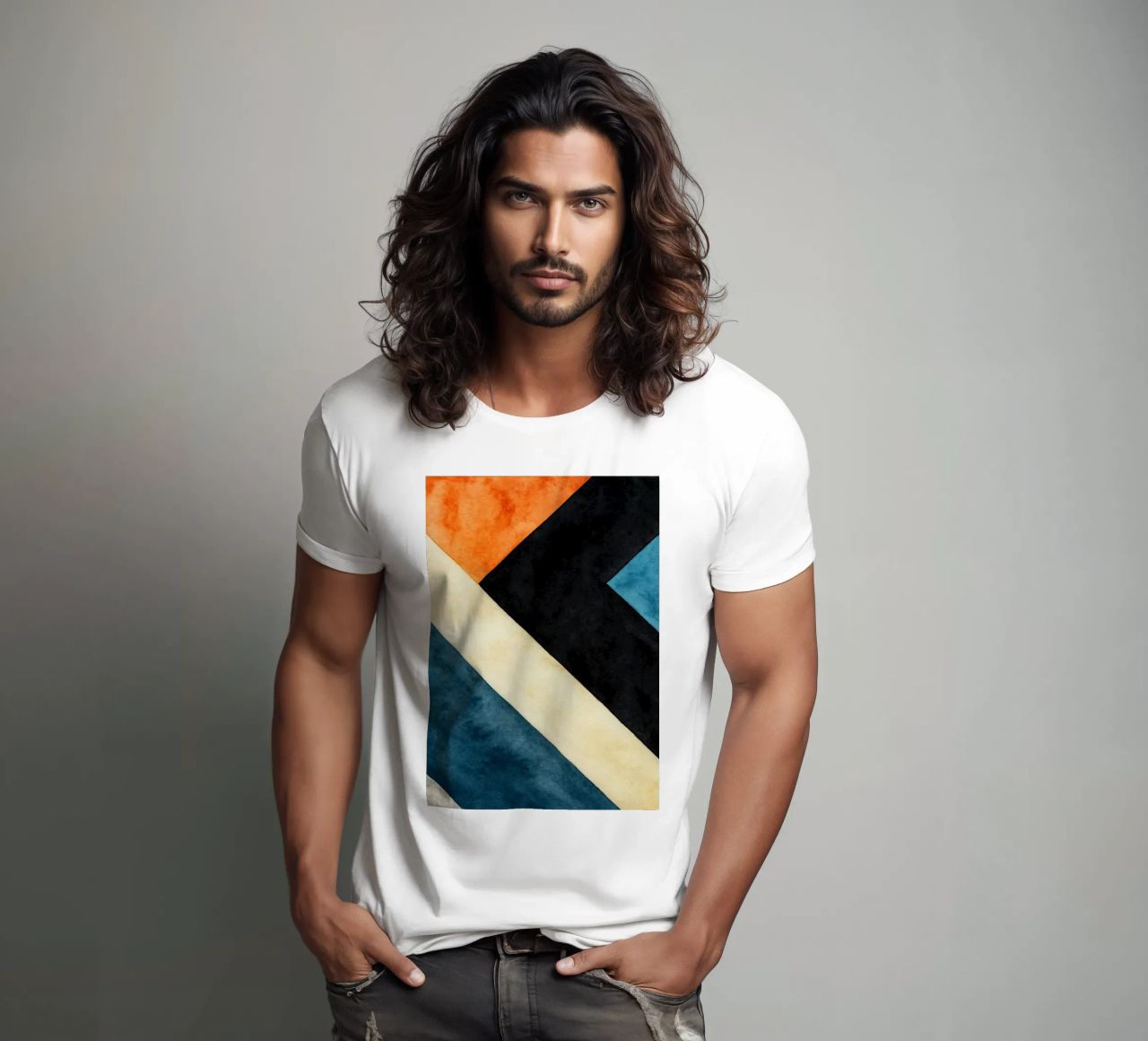 abstract geometric simple line t-shirt by arkhanz
