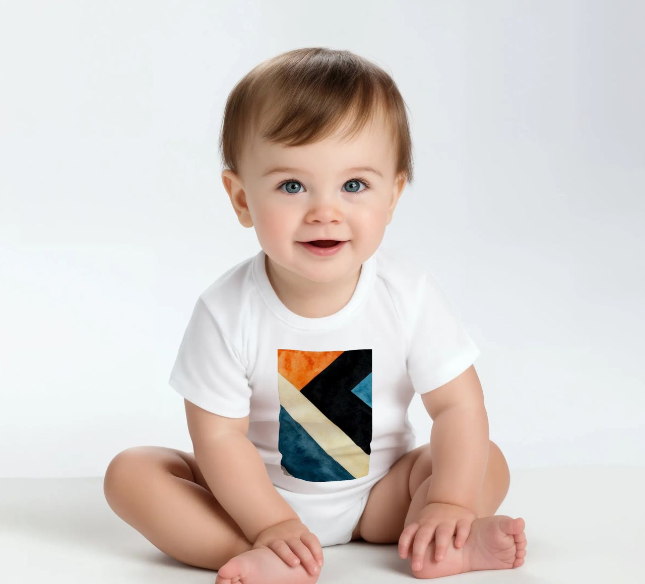 abstract geometric simple line short-sleeve baby romper by arkhanz