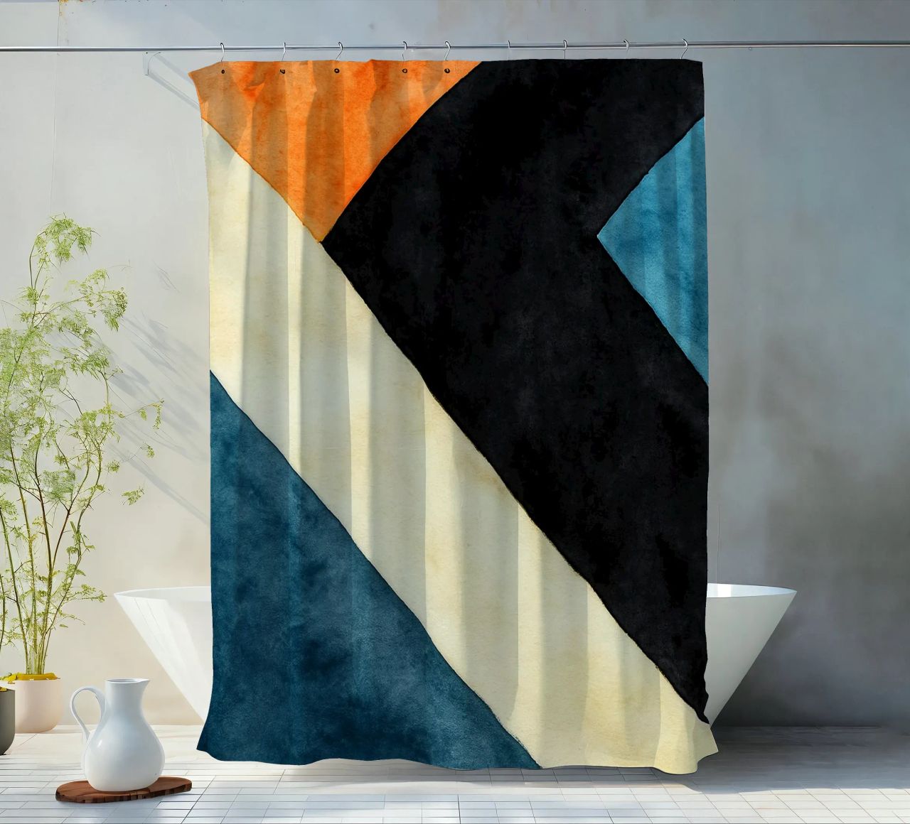 abstract geometric simple line shower curtain by arkhanz