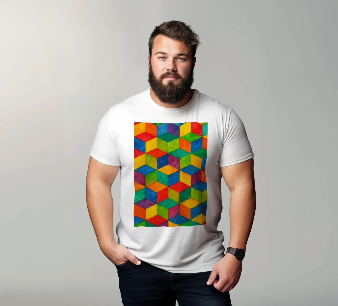 abstract geometric small hexagonal line t-shirt by arkhanz