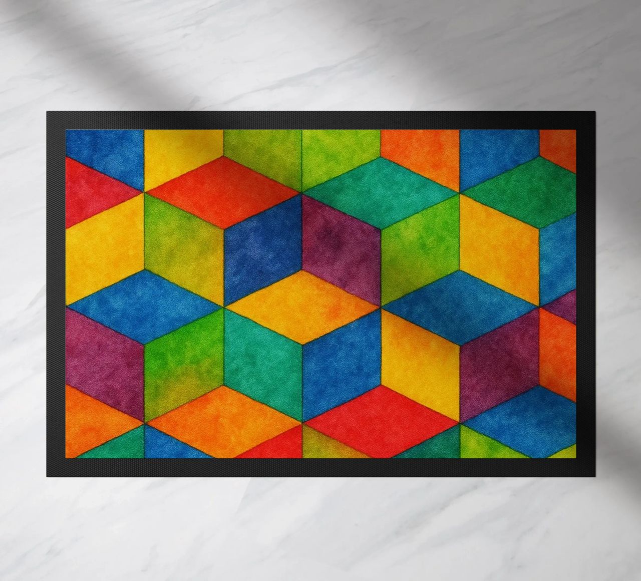 abstract geometric small hexagonal line doormat by arkhanz