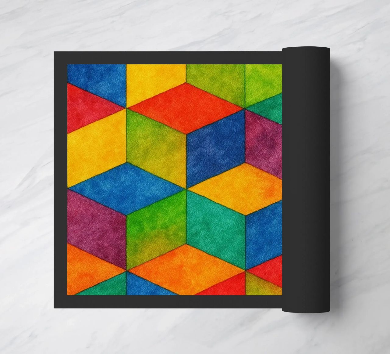 abstract geometric small hexagonal line doormat by arkhanz