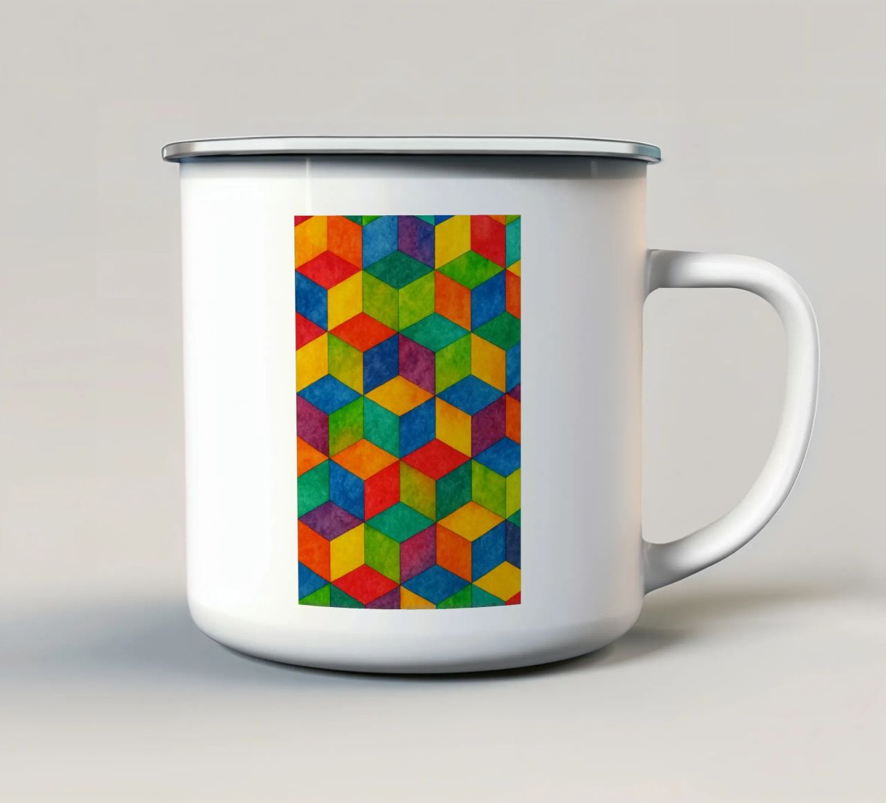 linea geometrica astratta esagonale piccola tazza in smalto da arkhanz
