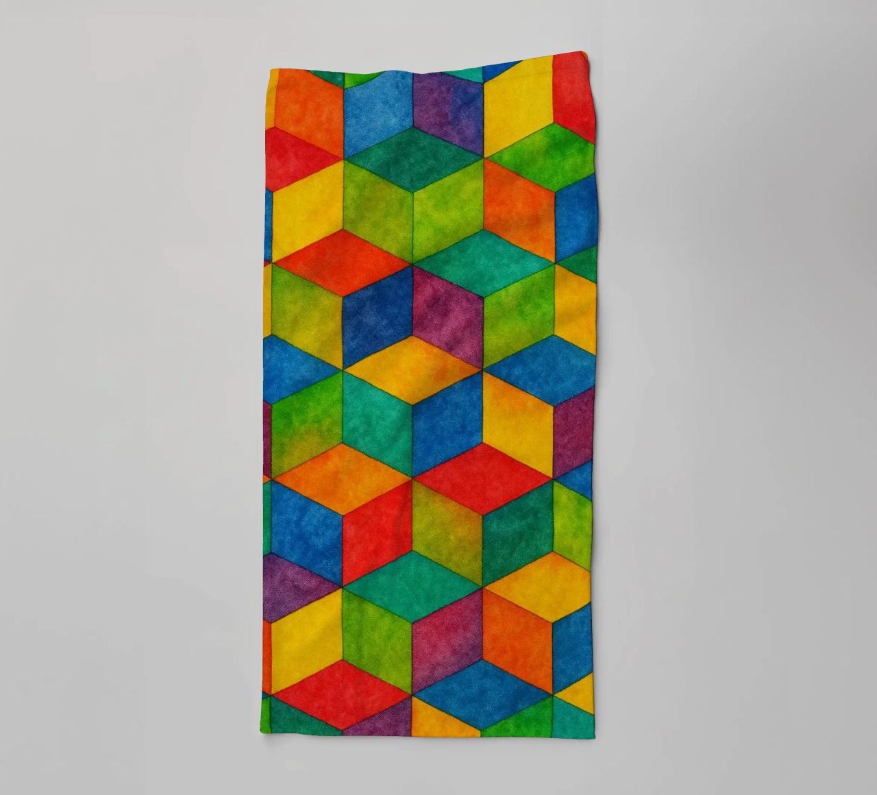 abstract geometric small hexagonal line towel by arkhanz