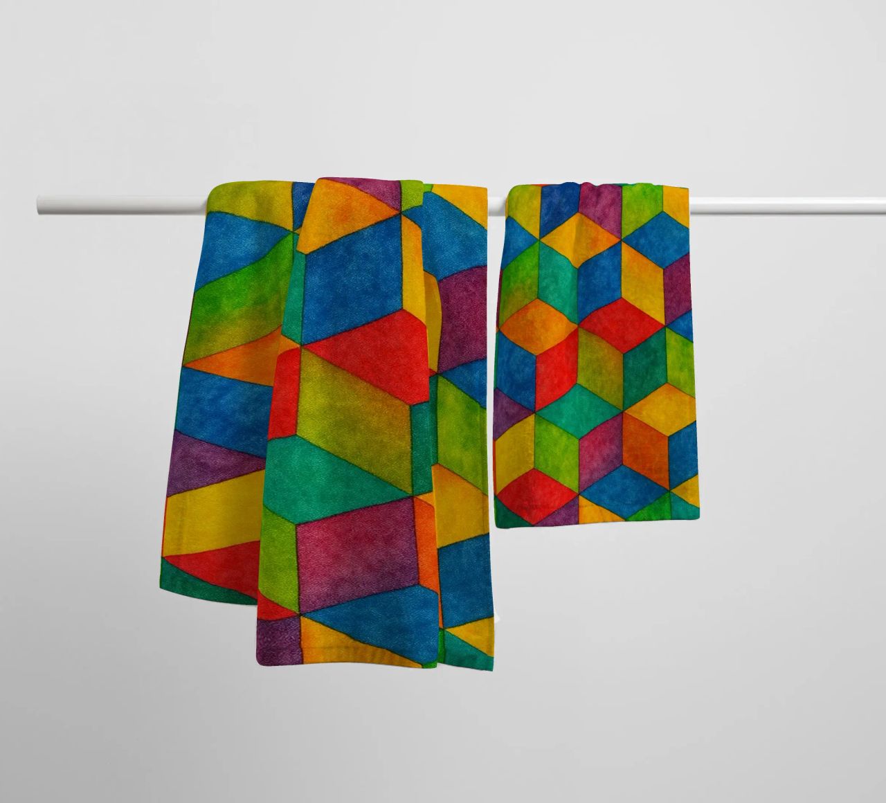 abstract geometric small hexagonal line towel by arkhanz
