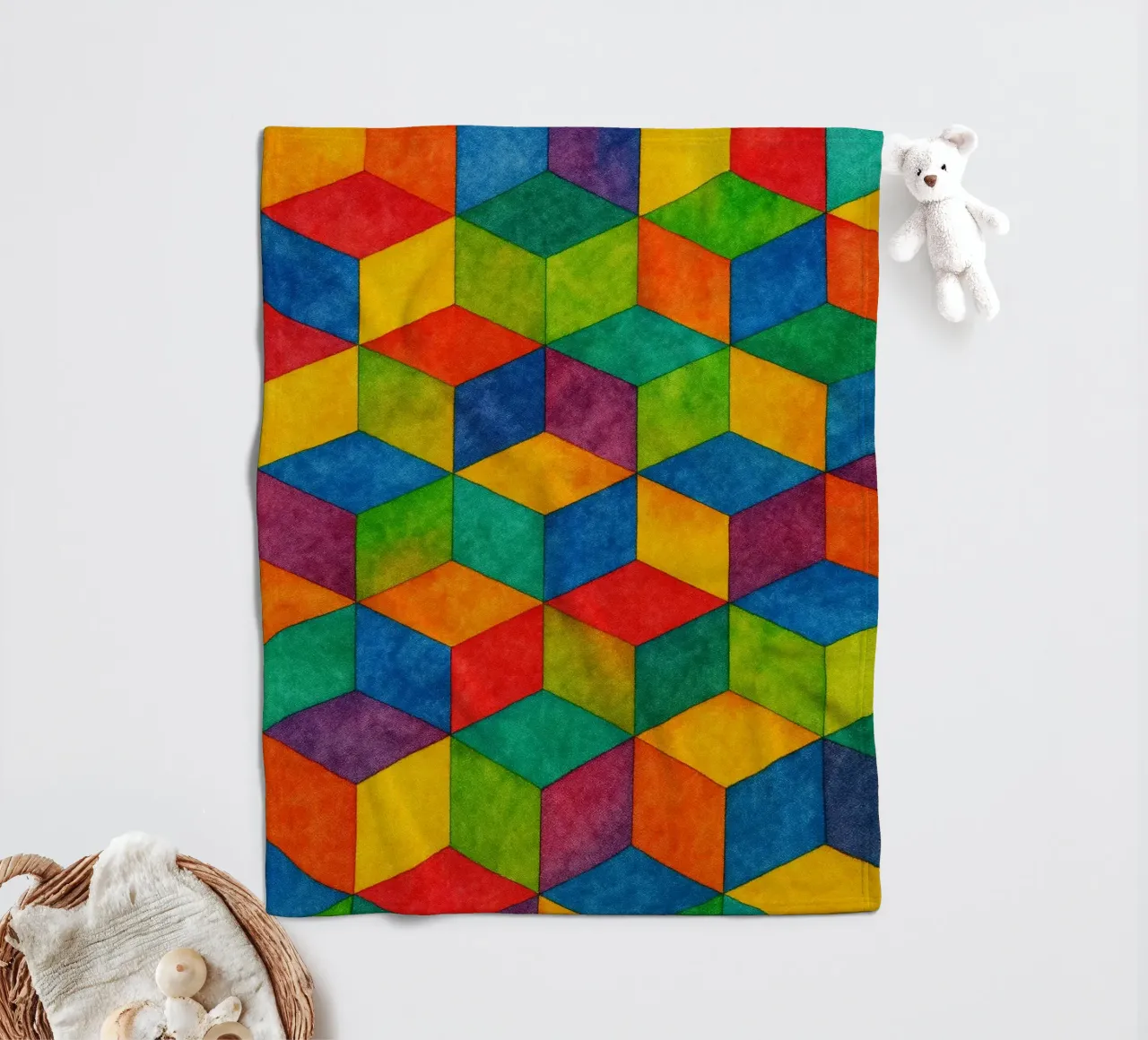 abstract geometric small hexagonal line fleece blanket by arkhanz